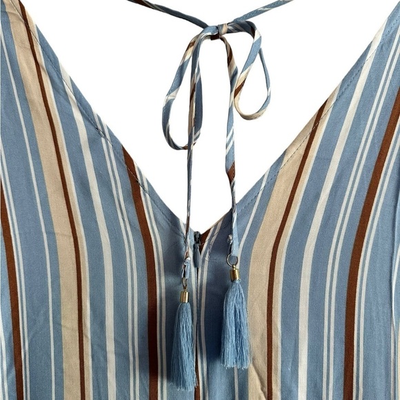 Lulus Vacation Bae Light Blue Striped Short Sleeve Jumpsuit Size XL - Picture 17 of 17